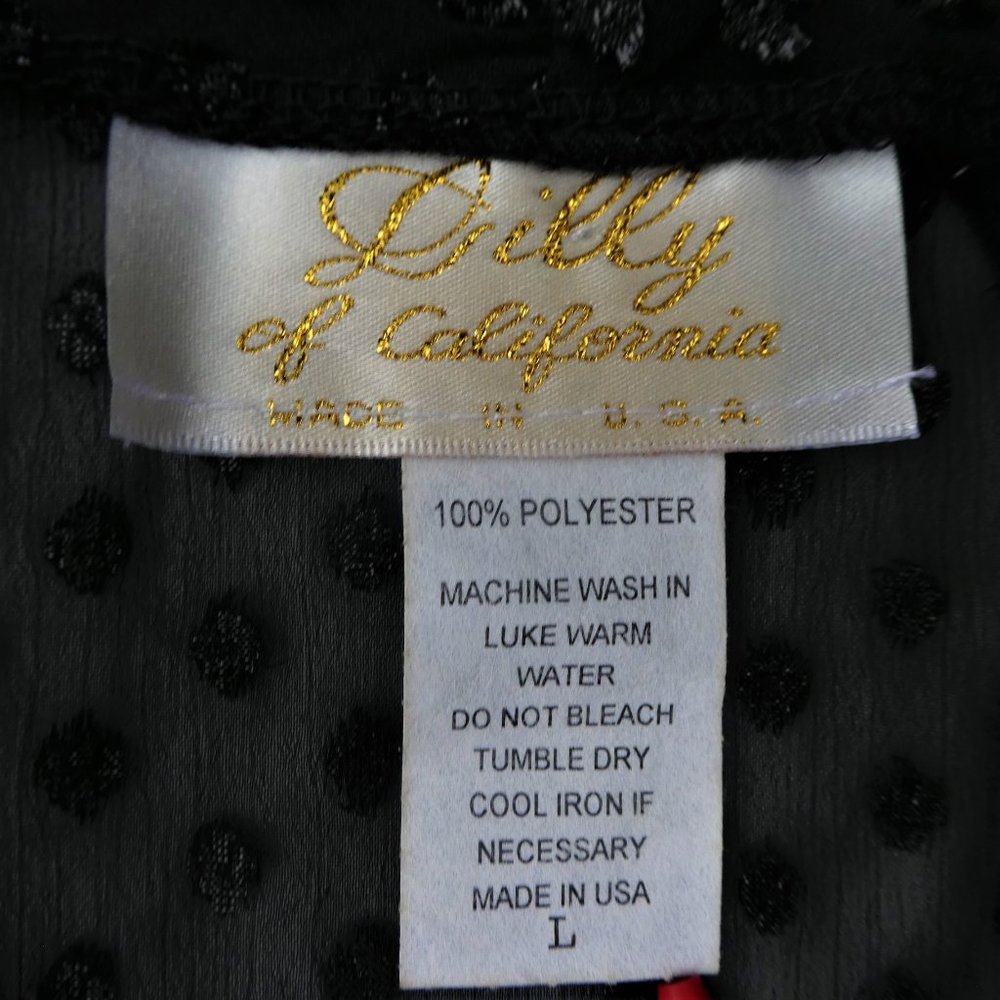 Vintage Lilly of California Sleeveless Blouse Black Sheer Cowl Neck Sparkley L - Picture 8 of 9